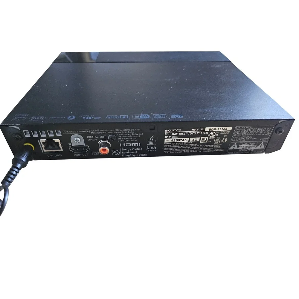 Sony BDP-S3500 Blu-ray DVD Player Built-in Wi-Fi Streaming W/Remote HDMI Black - Picture 8 of 10